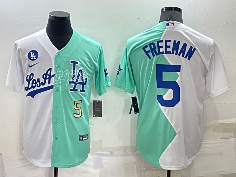 Men Los Angeles Dodgers 5 Freeman green white Nike 2022 MLB Jersey2